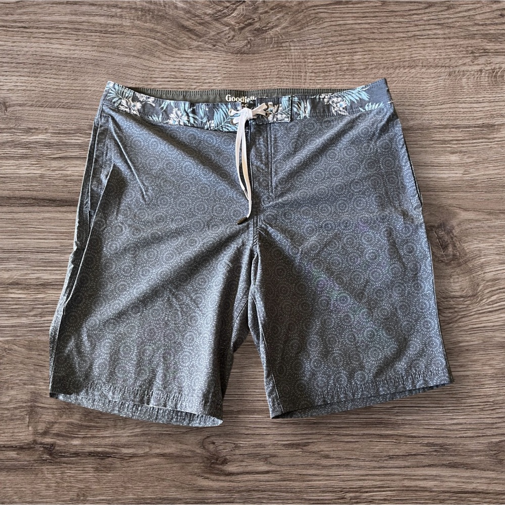 Goodfellow & Co Swim Trunks | Size 38 | Gray Pattern with Floral Trim